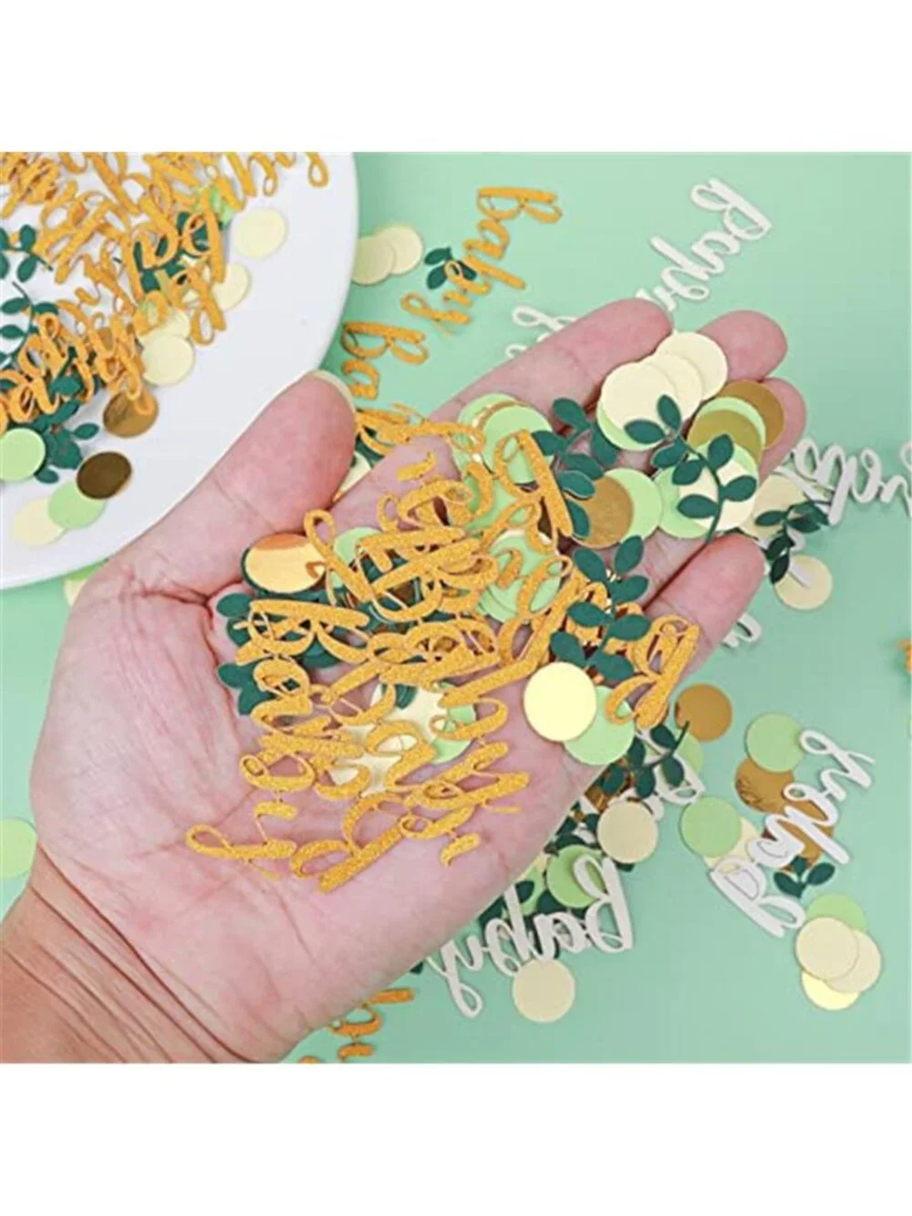 Champagne Ivory Sage Green Confetti Paper Sprinkle Party Wedding Baby Shower